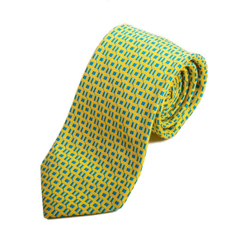 Tino Cosma Yellow and Blue Geometric Patterned